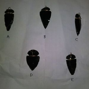 14K Gold, Black Obsidian Arrowhead Pendant